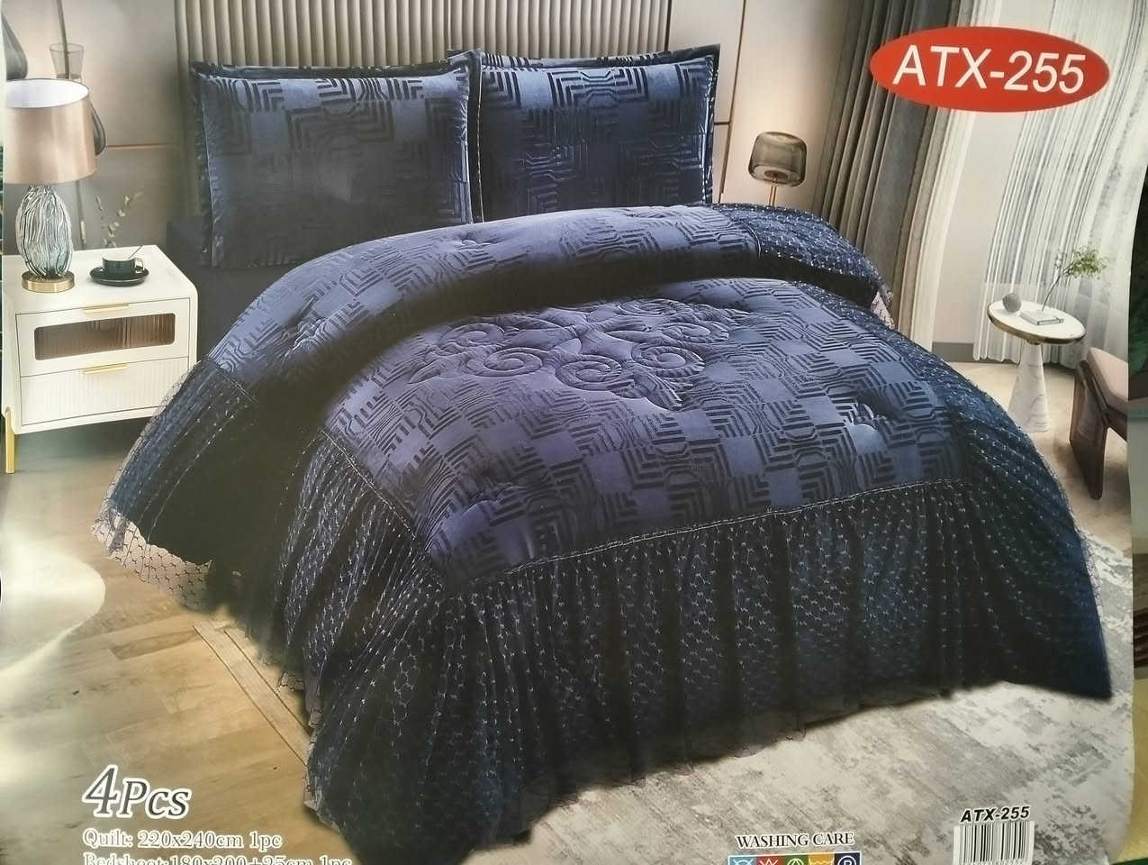 قطع اخيرة 
لحاف ماركة وزن ثقيل السعر 25 فقط 
4 قطع وجوه مخاد 2 تلبيسة ولحاف 
دبل كركش ثقيل جداً قياس 220 في 240 
العنوان التحرير دور الجاهزة مقابيل محل كرزات حمودي يوجد توصيل ***********
