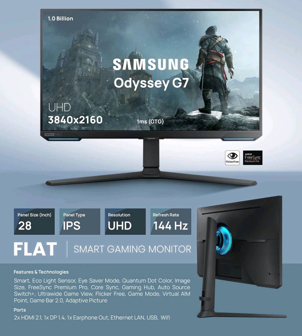 odyssy g7 للبيع 28 4k 144hz .. الشاشه نظيفه .. ابيع ب ٥٥٠ الف