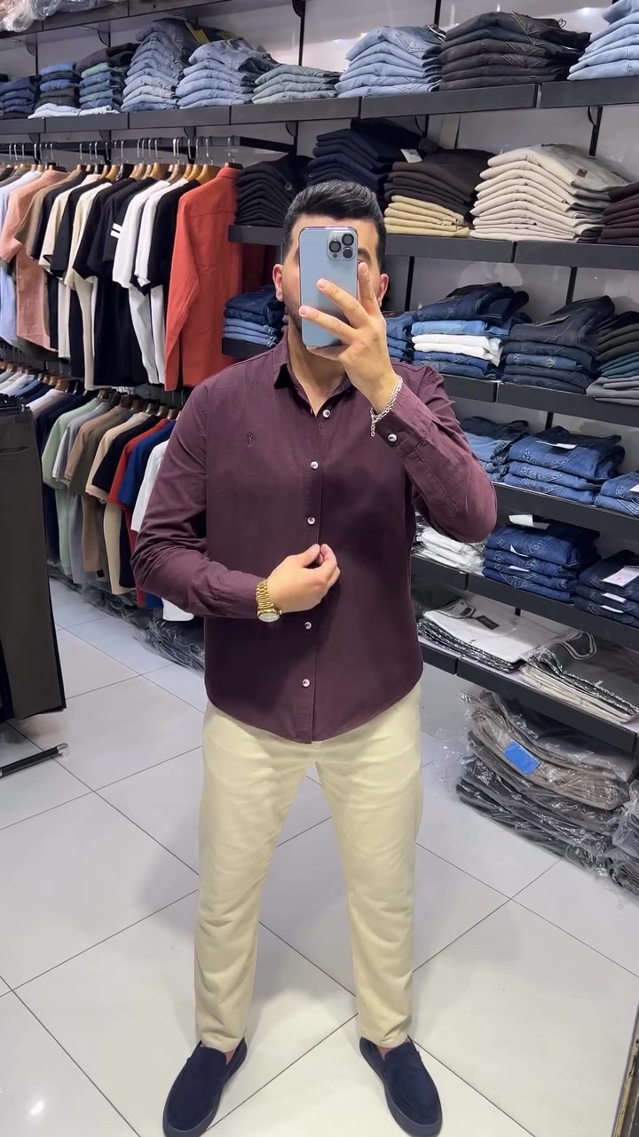 قميص ماركه خامه قطن ٥٠٪؜ للن ٥٠٪؜ متوفر(10 لون✅)
قياسات S M L XL XXL قياس المعروض L
بنطرون ماركه قياسات من 30 إلى 40 
المنشئ تركي 🇹🇷 
توصيل بغداد 5 الف  توصيل محافظات 5 الف
العنوان بغداد مول زيونه طابق الاول 
التواصل دايركت او واتساب ***********
