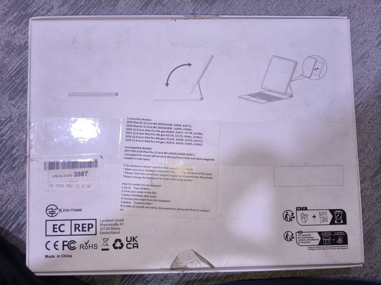 كيبورد مغناطيسي لاسلكي للـ iPad
Magnetic Wireless Keyboard

يدعم عدة موديلات iPad Pro / iPad Air
تصميم مشابه للماجيك كيبورد
اتصال بلوتوث + تثبيت مغناطيسي
الحالة: نظيف بلكارتون ضمان من اي خلل 

اعلا سعر ابيع مكاني سومر 
***********
