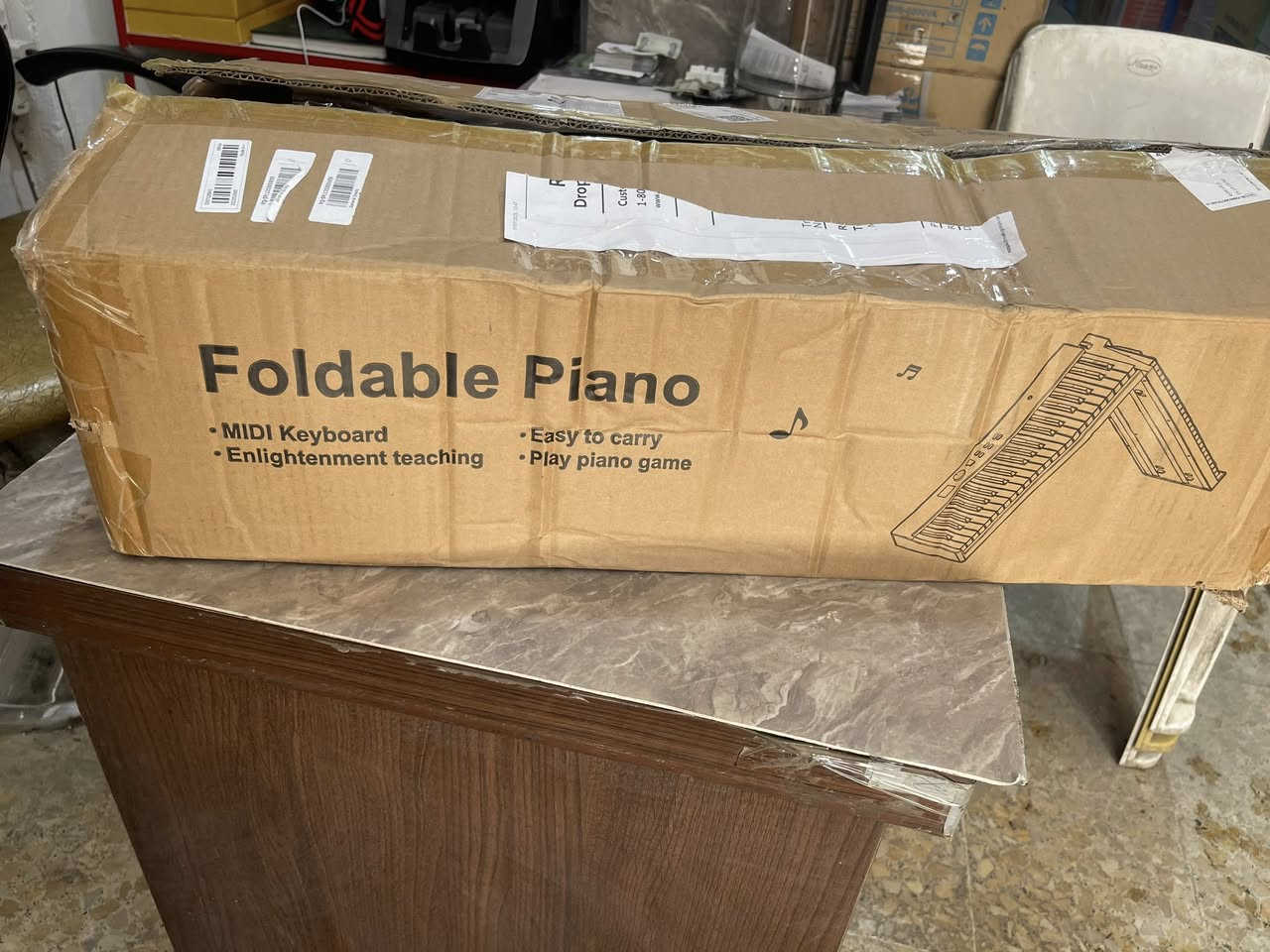 بيانو فولد 
7 اوكتاف (88مفتاح)
شحن تايبسي
حساسيه مفاتيح
صوت ستيريو(سماعتين)
ينربط ميدي بلوتوث يعني تكدر تستعمله سبيكر بنفس الوقت 
مع جنطة وكارتونة وغراضه 
سعره 100الف 
معرض العذاري /ابو محمد رضا***********
