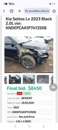 كيا سليتوس وارد امريكي موديل2023 حادث /الجاملغ المامي صور الحادث مرفقه...