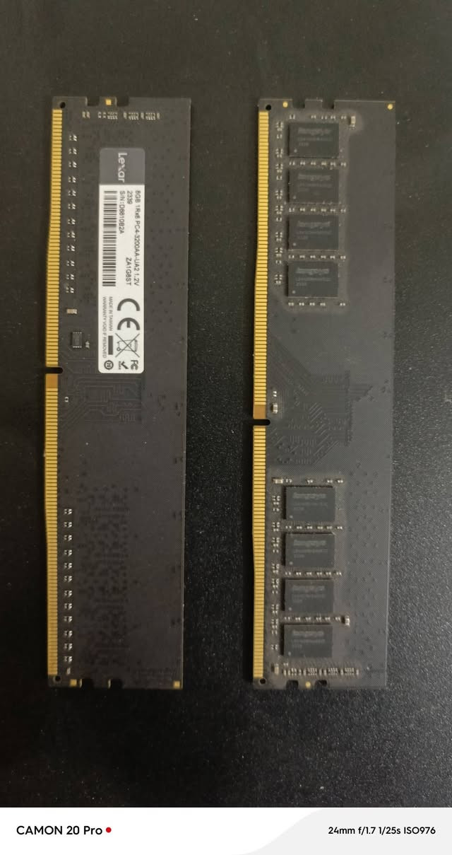السلام عليكم
رامات للبيع الكل مستخدم و لكن نضيف جدا

1/ gskill tridentz 8g ddr4 3000mhz cl16
40 الف
2/ lexar 16g 2x2 ddr4 3200mhz cl16
90 الف
3/ Corsair vengeamce pro rgb 32g  16x2
ddr4 3200mhz cl16 
225 الف


**إذا كنت صاحب هذا الإعلان وتريد حذفه لأي سبب، رجاءا أرسل رسالة إلى الدعم الفني**