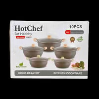 سيت قدور ماربل 5 قطع HotChef بأغطية زجاج حراري  الاستخدامات:  طهي الرز...