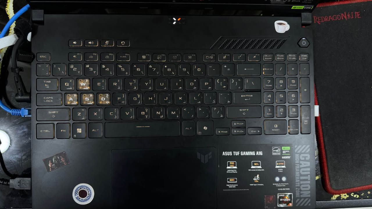 🎮 ASUS TUF Gaming A16 – FA607NU
بعده ضمن الضمان النبع 

المعالج (CPU)AMD Ryzen 5 7535HS — 6 أنوية / 12 ثريد

كارت الشاشة (GPU):NVIDIA GeForce RTX 4050 Laptop — 6GB GDDR6 VRAM

الشاشة:16 إنش WUXGA (1920×1200)، نسبة 16:10
FHD 144HZ IPS

الذاكرة:16GB DDR5

التخزين:512GB PCIe Gen4 SSD

الشبكة:WiFi 6 + Bluetooth

المنافذ:2× USB 3.2 Type-A، USB 3.2 Type-C، USB4 Type-C

لوحة المفاتيح عربي/إنكليزي

البطارية:4Cell 56Wh — فاحصة و تأكدت إنها بصحة 100% وتقرير من لابتوب نفسه اذا تريد راسلني و ادزه حتى تتاكد بنفسك (السعة الفعلية أعلى من المصممة، صفر تدهور)

المميزات
- كيبورد بإضاءة RGB
شاشه جيدة جيدة الاستخدام لgaming and editing 

السعر:مليون و100
رجاء اذا متعرف اسعارهم بالسوق رجاءً لا تعلق 
ملاحظة:إذا تريد تتأكد من صحة البطارية، راسلني وأدزلك تقرير فحص رسمي. ديوانية, القادسية


**إذا كنت صاحب هذا الإعلان وتريد حذفه لأي سبب، رجاءا أرسل رسالة إلى الدعم الفني**