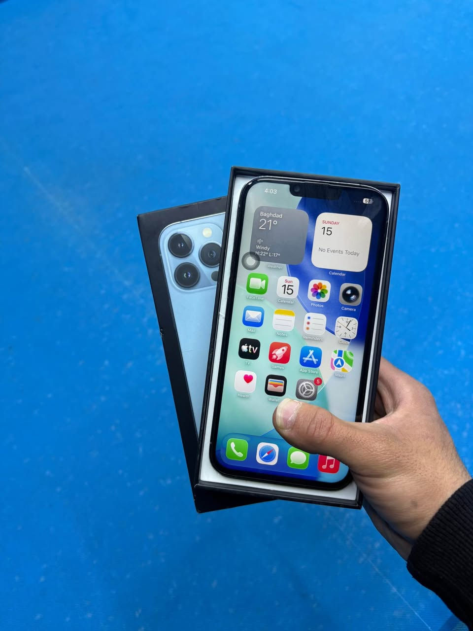 ئایفۆن 13پرۆ ماکس ڕەنگ شین خوار هەموو بازار٣٥٠هەزار
256گێگا خەلیجی کارتۆن ئەسل J/a
1سیم+ئیسیم /فەیس ئایدی ئیشناکا
شاشەو پاتری گۆڕاوە پشتی ئەو قرنجەی هەیە پێشتر گۆڕاوە
بەزەمان هەموو شتی شوێن کەلار گەیاندمان هەیە
 تکایە موشتوری نییت ماڵ سووک مەکە لەگەل ڕێزم ***********ئاسیا&واست ئاپ كالار, السليمانية
