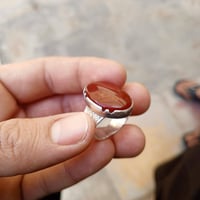 خاتم عقيق يماني الكبدي الفضه عيار ثقيل وقديمه شغل يدوي مكاني حله أبي غ...