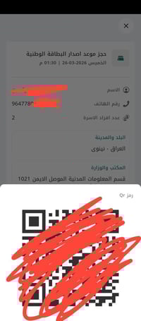 حجز بطاقة موحدة • نفوس حمام العليل • أقضية ونواحي