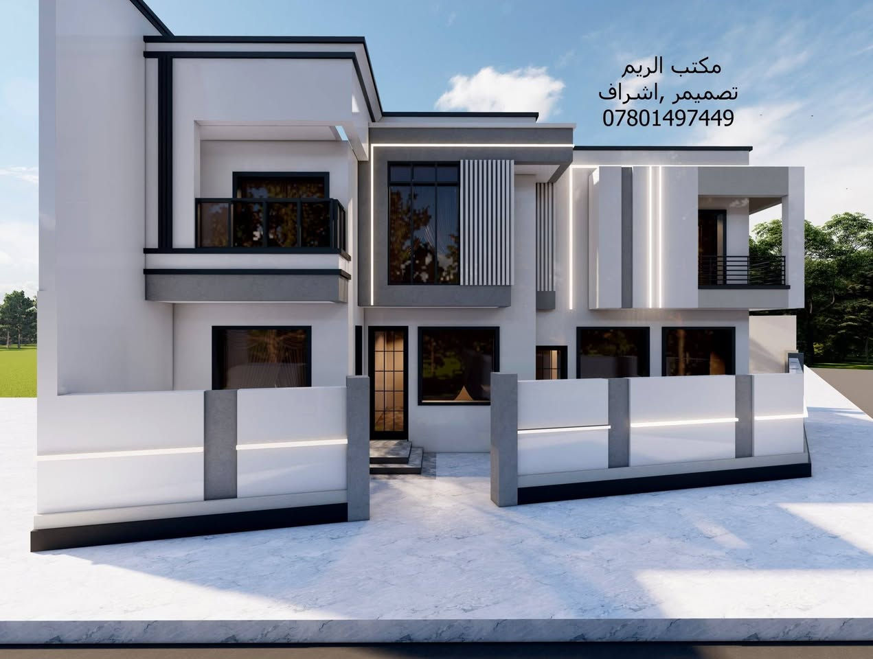 السلام عليكم
تصميمي لواجهة دار سكني ركن طابقين
مكتب الريم // تصميم /اشراف
العنوان /السماوة الغربي قرب حسينية ال غريب بالفرع مقابل مذخر الثقة
اوقات الدوام من ٤ والنصف مساء إلى ٨ ونصف ليلا
للإستفسار الاتصال على الرقم *********** //***********
