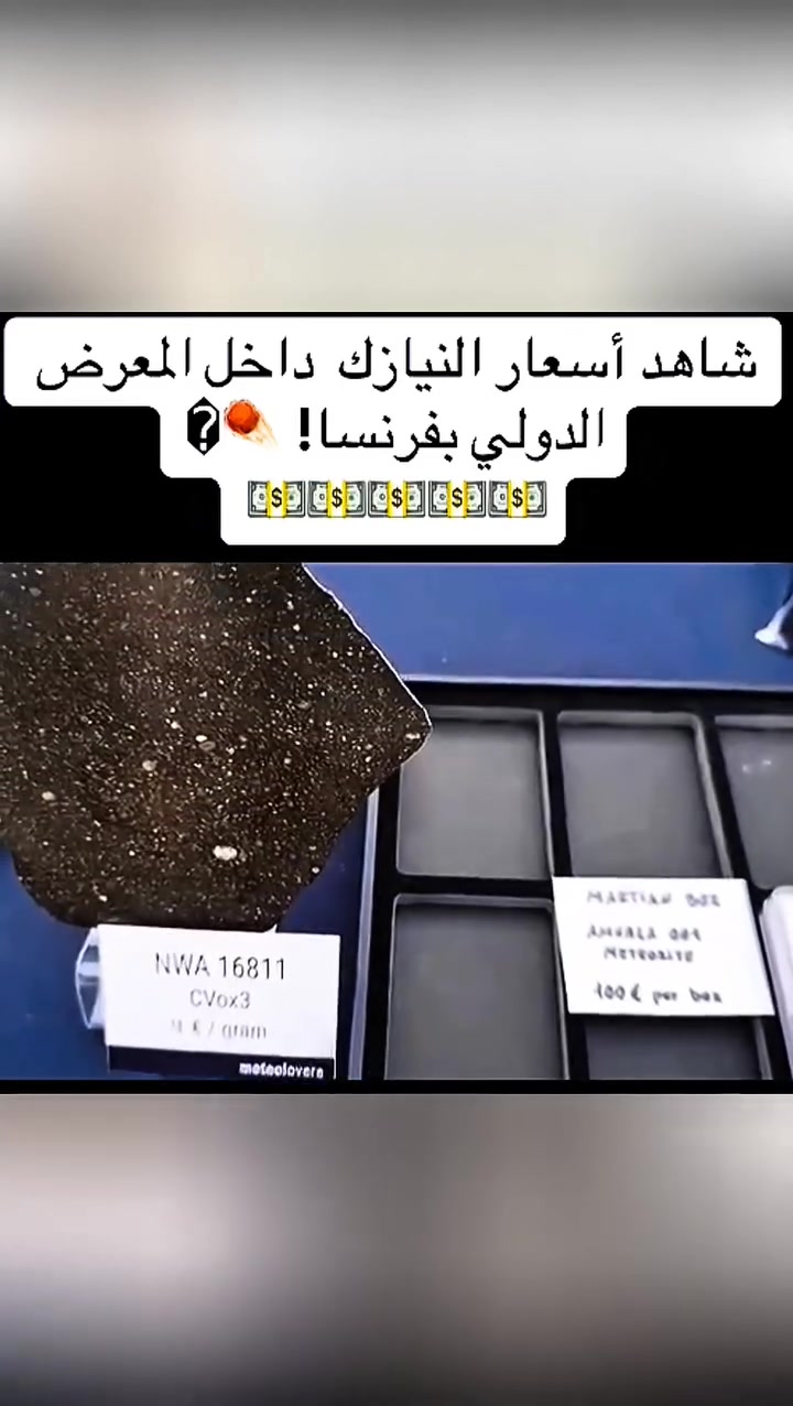 أسعار النيازك داخل المعرض الدولي بفرنسا

#shorts​
#Meteorite #SikhoteAlin #IronMeteorite #SpaceRock #MeteoriteCollector #RocksAndMinerals 🪐
#Meteorite #Pallasite #SpaceRock #MeteoriteCollector #RocksAndMinerals 🌌
#Meteorite #Meteorites #SpaceRocks #Rockhounding #Minerals #Stones
#Meteorite #Meteorites #Tektite #Rockhounding #Minerals #SpaceRocks
#النيازك
#حجر_نيزكي
#احجار_النيازك
#عالم_الاحجار
#هواة_النيازك
#جمع_الاحجار


**إذا كنت صاحب هذا الإعلان وتريد حذفه لأي سبب، رجاءا أرسل رسالة إلى الدعم الفني**
