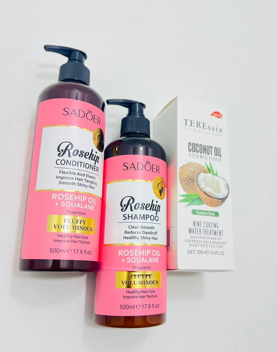 روتين للعناية بالشعر بالورد وجوز الهند 🌸🥥 3 منتجات ꒰ঌ ୨୧ ໒꒱ 🍓💋  :
▫️ شامبو سادور: ينظف الفروة بعمق، يغذي ويرطب الشعر ويصلحه ✨
▫️ بلسم سادور: يقلل التساقط، يعزز النمو، يرطب بعمق ويعطي نعومة ولمعان مع رائحة منعشة 🌸 500ml 
✔️ آمن ويناسب الرجال والنساء
▫️  بخاخ جوز الهند معالج للشعر الجاف والمتضرر 👩🏻‍💆‍♀️✨ ينعم الشعر ويعطيه نعومة عالية يحمي من حرارة السشوار والأصباغ يغذي بدون ما يترك دهن برائحة جوز الهند الطبيعية.


**إذا كنت صاحب هذا الإعلان وتريد حذفه لأي سبب، رجاءا أرسل رسالة إلى الدعم الفني**