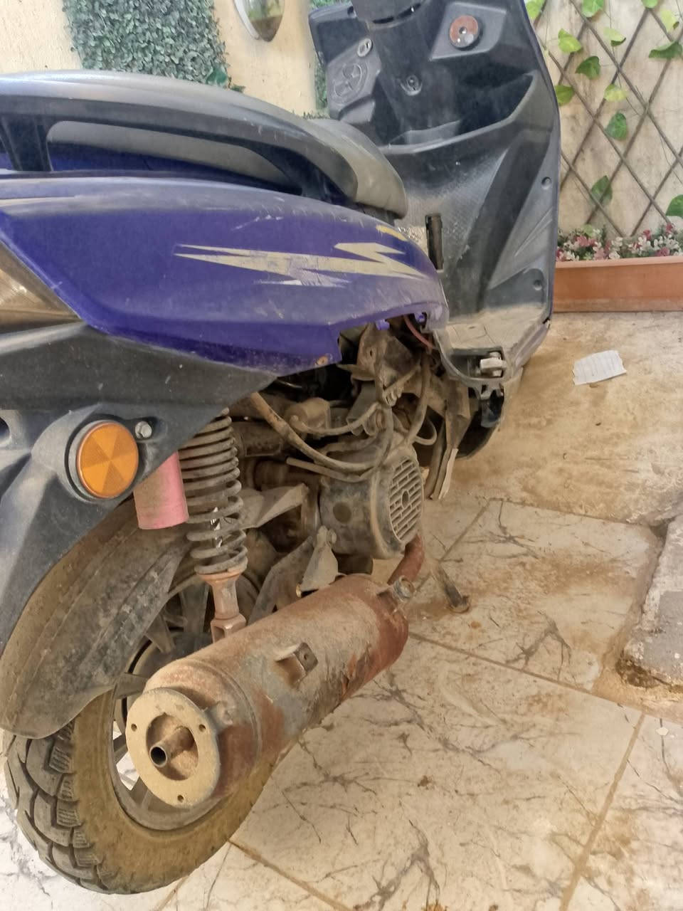سكنز صيني الدراجه متروكه شغاله 
مجفته كهربائياته شغاله سلف يشتغل بس يكطع الكابريتر كام ينضح بانزين وعفته بيه خرخشه بسبب العرموطه شويه مسحوكه المهم ابيع كوم حديد السعر 175 الف وبيه مجال
***********
