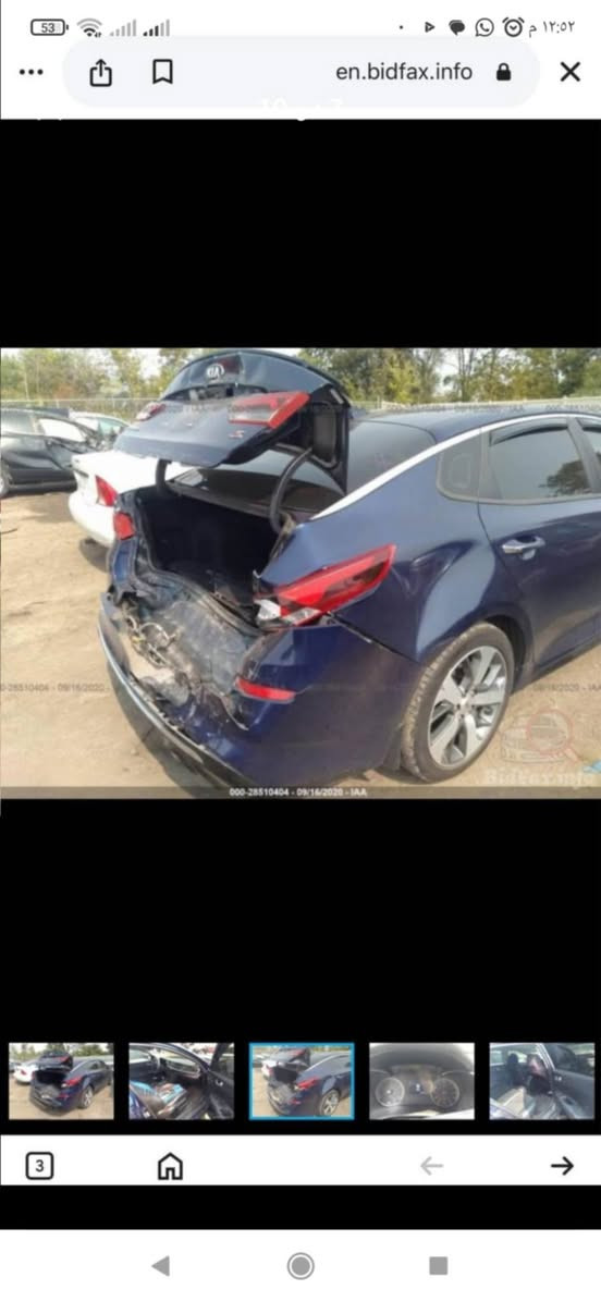 السلام عليكم
كيا اوبتيما مديل 19 لون نيلي رقم اربيل رقم ساقط صارله 15 يوم  سونار موجود ترهم مراوس سياره عاليه سعر 115 وبيه مجال رقم الهاتف ***********//***********
