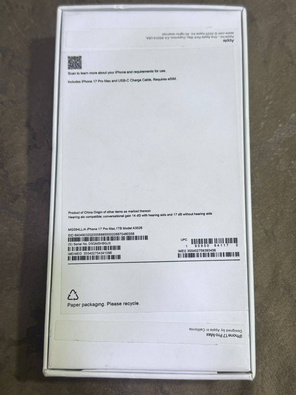 السلام عليكم ايفون 17 برو ماكس
اماراتي 

دبل خط 

مستعجل على بيعته 
جهاز جديد 

السعر 85 وبي مجال

للتواصل ***********
