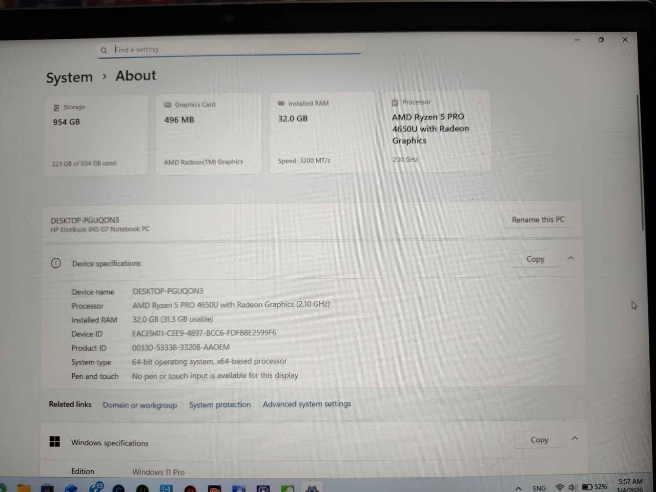 لابتوب HP 845 G7 
Ryzen 5 pro 4650U + Vega GPU
M.2 nvme TEAMGROUP MP44L 1TB PCIe Gen 4x4
RAM 32GB corsair vengeance 3200Mhz
السعر 700 الف قفل
مكاني الشعب، بغداد 
لايوجد توصيل بغداد, العراق


**إذا كنت صاحب هذا الإعلان وتريد حذفه لأي سبب، رجاءا أرسل رسالة إلى الدعم الفني**
