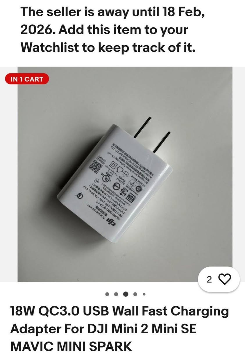 شاحنه DJI Mavic Mini 1 / SE / 2/3 / 3 Pro ....عدد ٢


**إذا كنت صاحب هذا الإعلان وتريد حذفه لأي سبب، رجاءا أرسل رسالة إلى الدعم الفني**