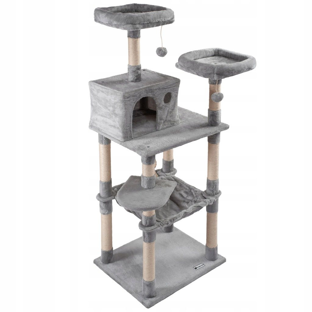 هذا المنتج عبارة عن شجرة أو برج تسلق وخدش للقطط، يوفر بيئة ترفيهية متكاملة لحيوانك الأليف.
المميزات: تحتوي على أعمدة مغطاة بألياف السيزال الطبيعية للخدش، ومخبأ مريح (بيت للقطط)، ومنصة علوية للمراقبة. 
الوظائف: توفر أماكن متعددة للاسترخاء، اللعب، وتسلق القطط. 
المواصفات العامة: تأتي بتصاميم متعددة المستويات، وغالبًا ما تكون مصنوعة من مواد خشبية ومغطاة بقماش ناعم (مخمل) للراحة. 
الفوائد: تشجع القطط على الحركة وتساعد في الحفاظ على أظافرها صحية بعيدًا عن الأثاث.
— في ‏اكسبلور‏.


**إذا كنت صاحب هذا الإعلان وتريد حذفه لأي سبب، رجاءا أرسل رسالة إلى الدعم الفني**