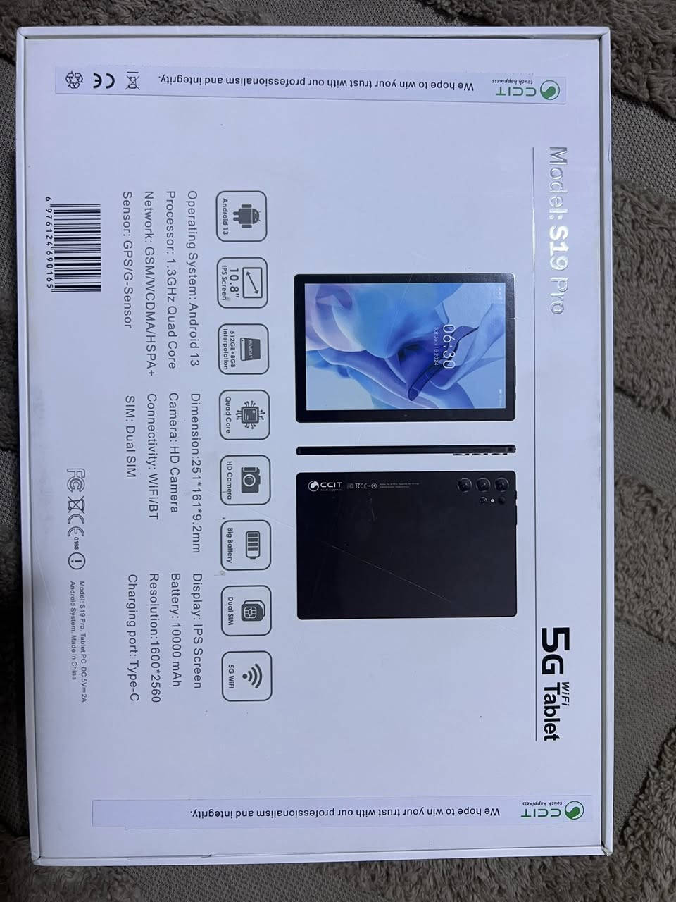 سلام عليكم ورحمه الله وبركاته 
ايباد s19 pro CCIT  صيني 

بمواصفات مميزه Android 13 
IPS screen 10.8’’
Interpolation 512GB+8GB
سعر ايباد 110 وبي مجال خاص على واتساب واهلم وسهلم بيكم ***********
