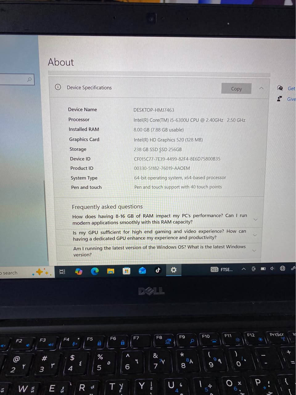 💻 لابتوب Dell latitude 5490 

المواصفات:

المعالج : intel core i5 الجيل السادس 

الرام:  8GB DDR (قابل للتطوير )

الهارد : 256GB SSD M.2 ( قابل للتطوير )

الشاشة: حجم 14 انش بدقة FHD

كرت شاشة داخلي: Intel (R) UHD 

الكيبورد : كيبورد ضوئي ليزري  عربي / انكليزي . 
فقط اللابتوب الوايفاي يعمل علا توصاله وايفاي خارجيه كركوك, العراق


**إذا كنت صاحب هذا الإعلان وتريد حذفه لأي سبب، رجاءا أرسل رسالة إلى الدعم الفني**