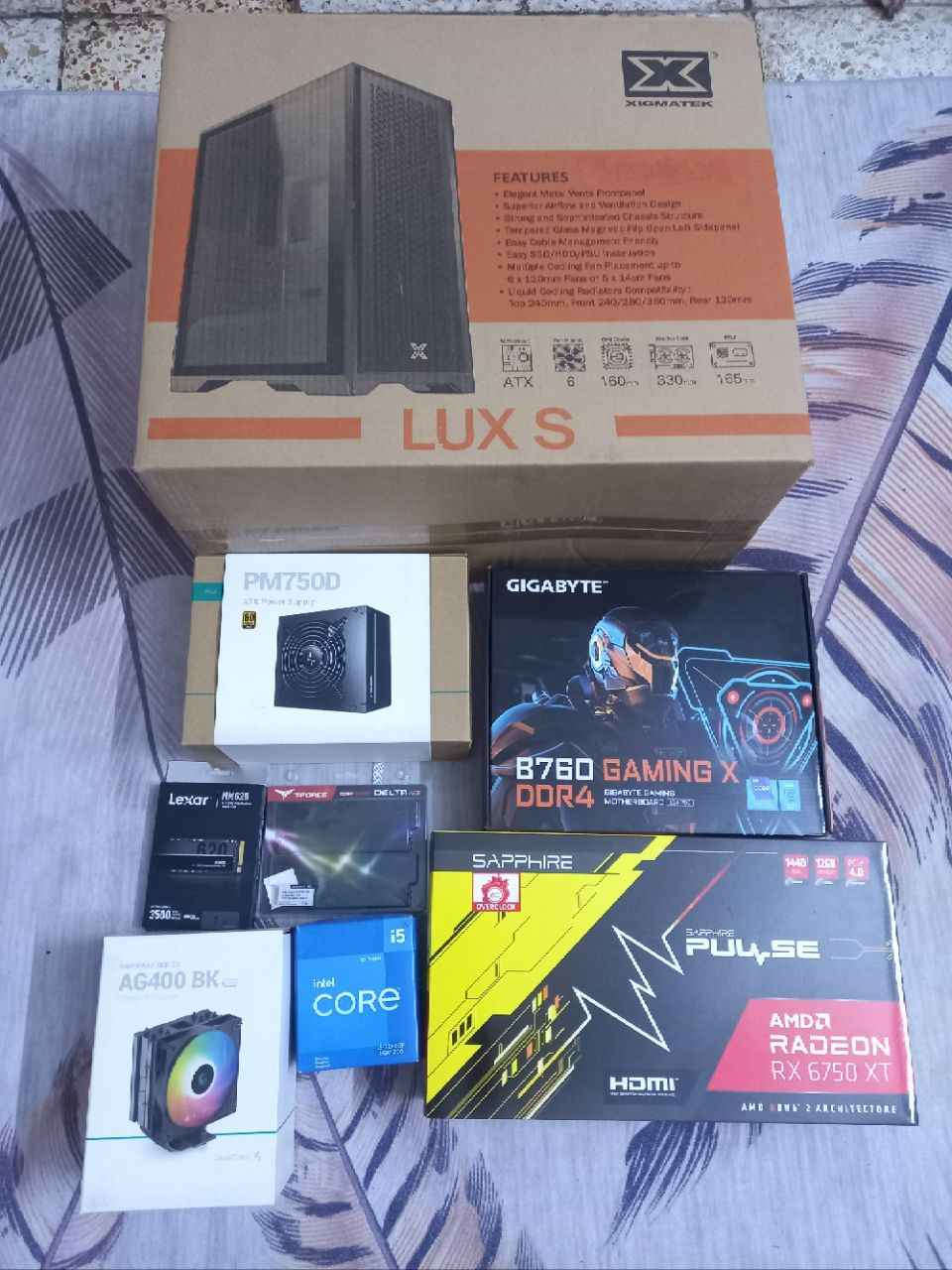 السلام عليكم تجميعة للبيع نضيفه كل الكراتين موجودة السعر 1150
• CPU: Intel Core i5-12400F
• Motherboard: Gigabyte B760 Gaming X
• GPU: Sapphire RX 6750 XT Pulse 12GB
• RAM: T-Force 16GB DDR4 3200MHz
• Storage: Lexar 1TB M.2 NVMe (3500MB/s)
• Power Supply: Deepcool PM750D 750W
• CPU Cooler: Deepcool AG400 BK
• Case: Xigmatek Lux S بغداد, العراق


**إذا كنت صاحب هذا الإعلان وتريد حذفه لأي سبب، رجاءا أرسل رسالة إلى الدعم الفني**