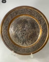 صحن فضة • منقوش إسلامي • ممسوح بالطلاء