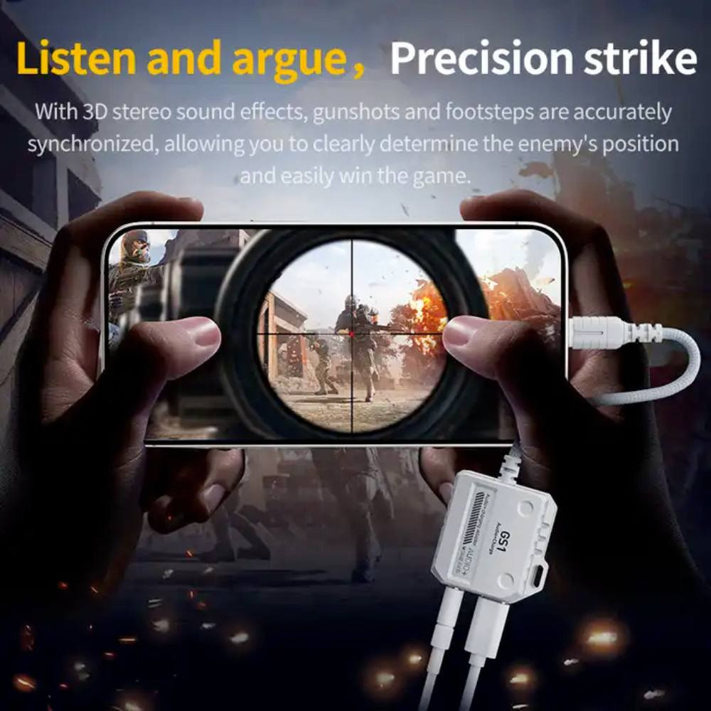 Plextone GS1 2in1.
الوظيفة: يتيح لك الشحن والاستماع إلى الصوت عبر سماعة رأس مقاس 3.5 ملم في نفس الوقت. 
الشحن: يدعم شحن سريع بقدرة تصل إلى 60 واط (PD). 
الصوت: يوفر صوتًا عالي الدقة (Hi-Res) بتردد 24bit/96kHz لتجربة ألعاب غامرة. 
التوافق: مصمم للاستخدام مع الهواتف الذكية والأجهزة اللوحية وأجهزة الكمبيوتر المحمول التي تحتوي على منفذ Type-C.


**إذا كنت صاحب هذا الإعلان وتريد حذفه لأي سبب، رجاءا أرسل رسالة إلى الدعم الفني**