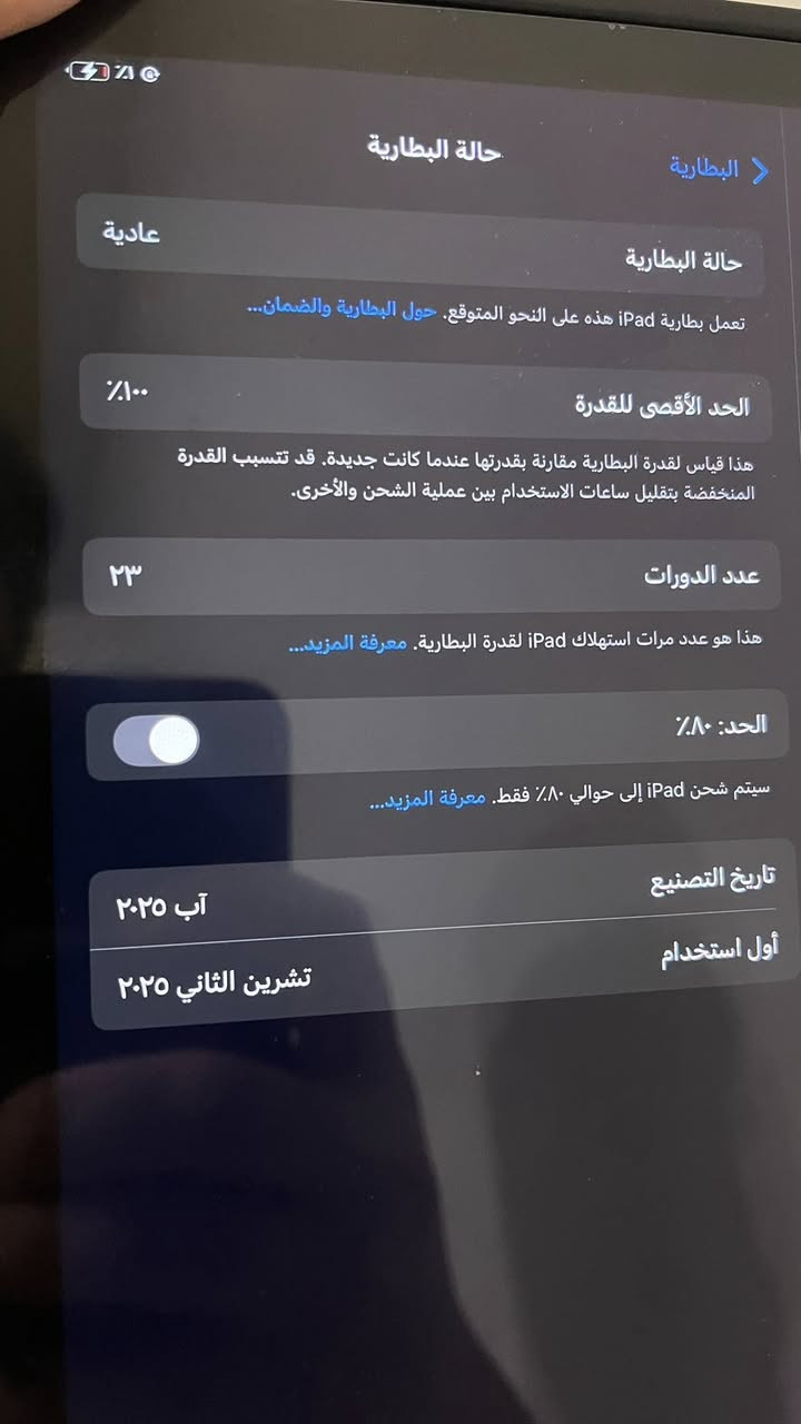 سلام عليكم ايباد 11 للبيع نضااافه100‎%‎ ماخذه صالي سبوع ولوصل موجرد بتاريخ شخط واحد مابي 

بطاريه100
ذاكره128
لون مميز ازرق طافي
ويا كفر يجي سعره30 مثلث لاصلي
سعر 425لموشراي لايراسلني
مكاني بناصريه بلمركز 

بس شراي يراسل ***********
