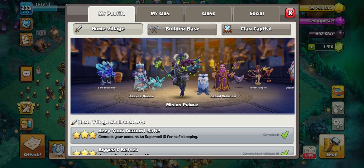 حساب قديم تاون 18 شبه ماكس الليله ماكس بي ثيمات وسكنات ملوك *********** مكاني بصرة تريد تجي للبيت بكيفك السعر 100
