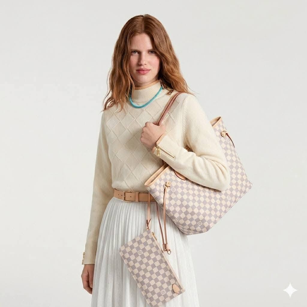 لأصحاب الذوق الاستثنائي الجميل 💯 حقيبة Louis Vuitton Neverfull بنمط المربعات الشهير Damier Azur Canvas. تُعد هذه الحقيبة واحدة من أكثر التصاميم الكلاسيكية والعملية مبيعاً لدى دار الأزياء الفرنسية الفاخرة.ت

فاصيل ومواصفات التصميم:
♦️الخامة الخارجية: قماش الكانفاس المكسو المقاوم للماء والخدوش بطبعة Damier Azur باللونين الأبيض والرمادي الفاتح.
♦️الحواف واليدين: مصنوعة من جلد البقر الطبيعي (Vachetta) الذي يتغير لونه بمرور الوقت ليصبح عسلياً داكناً.
♦️الإكسسوارات: قطع معدنية مطلية باللون الذهبي اللامع.
♦️الأربطة الجانبية: تتيح لكِ تضييق الحقيبة لتغيير شكلها الخارجي أو توسيعها لزيادة المساحة.
♦️البطانة الداخلية: قماشية مقلمة تحتوي على جيب داخلي واسع مزود بسحاب.
.
.
الاعتماد كارت اسيا او تحويل سوبر كي 
#تابع_منشورات_الصفحه .


**إذا كنت صاحب هذا الإعلان وتريد حذفه لأي سبب، رجاءا أرسل رسالة إلى الدعم الفني**