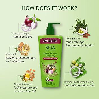شامبو سيسا الأخضر (SESA Anti-Hair Fall Shampoo)،

🌿 الوصف العام

شامبو سيسا الأخضر يُعد من منتجات العناية الهندية المستخلصة من الأعشاب الطبيعية والأيورفيدا، مخصّص لتقليل تساقط الشعر وتقوية الجذور.
يحتوي على خلاصة البصل ونبات بهرينجراج (Bhringraj)، إلى جانب مجموعة أعشاب داعمة لنمو الشعر.

🌸 المكونات البارزة

🧅 خلاصة البصل: تنشّط الدورة الدموية في فروة الرأس وتُحفّز نمو الشعر.

🌿 Bhringraj: يُقوّي البصيلات ويمنع التساقط.

🌾 Amla (الأملا): تغذي الشعر وتمنحه لمعاناً.

🌼 Aloe Vera: ترطّب الفروة وتقلّل القشرة والجفاف.

💚 الفوائد

✔️ يقلّل تساقط الشعر مع الاستخدام المنتظم.
✔️ ينعّم الشعر ويتركه لامعاً وخفيفاً.
✔️ يناسب الشعر العادي إلى الجاف.
✔️ لا يسبّب ثقلًا في الفروة

متوفر لدينا الحجم الكبير والصغير


**إذا كنت صاحب هذا الإعلان وتريد حذفه لأي سبب، رجاءا أرسل رسالة إلى الدعم الفني**