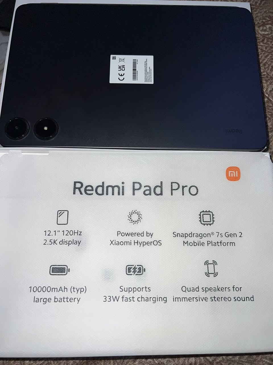 السلام عليكم
تابلت شاومي ريدمي باد برو 
حجم: 12.1 إنش
 • دقة: 2560 × 1600 (2.5K)
 • نوعها: IPS LCD بدعم Dolby Vision
 • معدل تحديث: 120 Hz AdaptiveSync
 • حماية: Corning Gorilla Glass 3
 • سطوع عالي حتى 600 nits تقريباً 
6 GB RAM + 128 GB تخزين داخلي
الجهاز جديد امانة الله استخدام قليل للدراسة 
الملحقات موجودة كارتون وكيبل
سعره 225 الف قفل
العنوان البصرة حي الخضراء او الشمشومية


**إذا كنت صاحب هذا الإعلان وتريد حذفه لأي سبب، رجاءا أرسل رسالة إلى الدعم الفني**