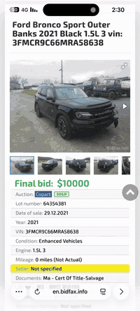 لبيع فوره بورنكو
موديل 2021
حجم لمحرك 1500 تيربو 
حادث مبدل جاملغ وربع لبنيد صبغ 
ايرباك سترين طاك
سياره بسمي واني لمستورد من 2021 
فول بدون سلايت 
صور لحادث مرفقه
مكاني كاظميه 
السعر 165 وبيه مجال 
الاستفسار ***********
