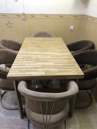 طاولة سفرة • ٦ كراسي • قاعدة حديد