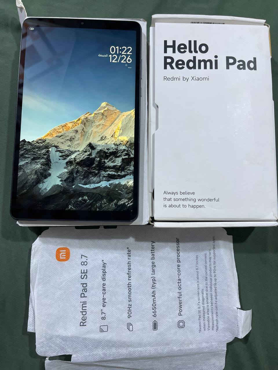 ايباد شاومي .. ريدمي باد
ذاكرة 128 مواصفات جداً راقية
يفيد للتصفح والدراسة والالعاب 
السعر (150) العنوان البصرة المشراك 
بدون ملحقات فقط كارتون
*********** 📞
