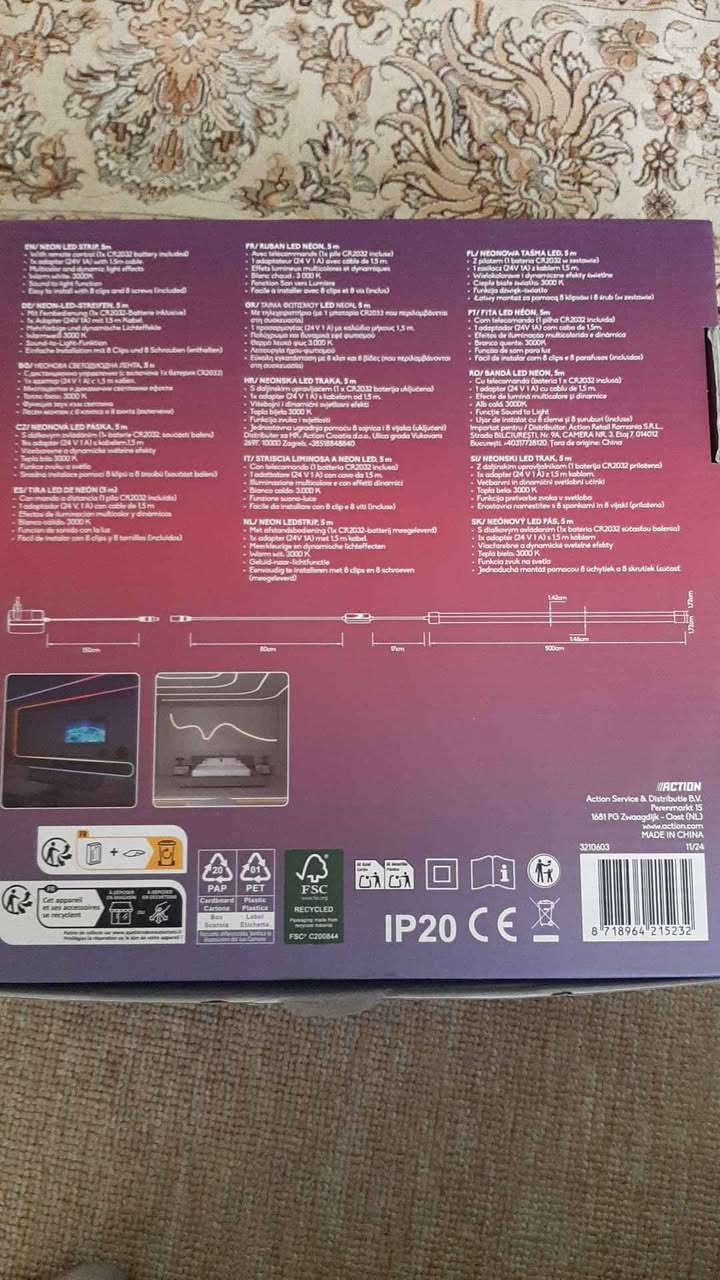 لایتی دیکۆری بۆ جوانی بەکاردیت، درێژیەکەی 5 مەترە، رەنگا و رەنگە ، کۆنترۆلی لەگەلدایە ، لایتەکە لەگەل دەنگی ژوورەوە واتە لەگەل موزیکی ژوورەوە دەجولێتەوە ،ماددەکەی سلیکۆنە ئەتوانی بە دلی خۆت جولەی پێبکەیت .

يستخدم الضوء للجمال، طوله 5 أمتار، ملون وملون، له أدوات تحكم، الضوء يناسب صوت الغرفة، أي أنه يتحرك مع الموسيقى في الغرفة، المادة من السيليكون ويمكنك تحريكه كما تشاء كركوك, العراق


**إذا كنت صاحب هذا الإعلان وتريد حذفه لأي سبب، رجاءا أرسل رسالة إلى الدعم الفني**