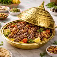 ورحمه الله وبركاته منسف مناسبات  +قبق طلاء ذهبي ثابت  قياس 45 السعر تخ...