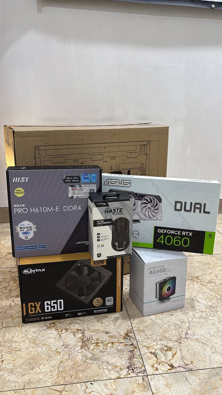 تجميعة للبيع

H610 MSI-PRO
CI5 12400F
RTX 4060 ASUS DUAL 8G OC
RAM 16GB T-FORCE 3600HZ
SSD 1TB NVME
P650W GX-SUMTAX
CASE DARKFLASH DK431
مبرد مائي
ماوس هايبر اكس بولس فاير 61غ وايرليس هدية مكاني بغداد البلديات *********** واتساب
