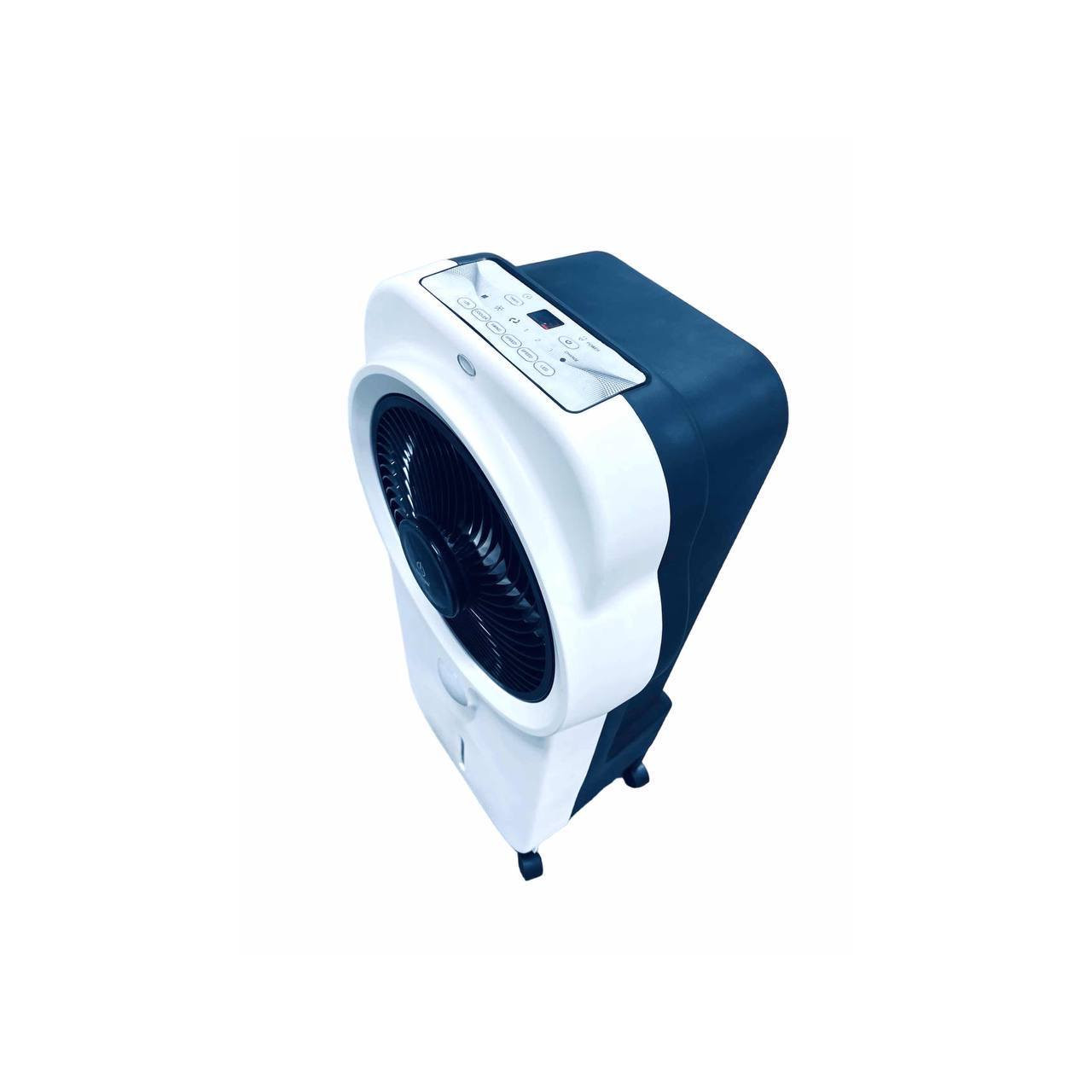 مروحة دوارة بزاوية 360
درجة لتوزيع الهواء بكفاءة

تعمل بالشحن والكهرباء، مزودة ببطارية داخلية 7.7 أمبير
  
خزان ماء بسعة 9 لتر لتبريد أطول
 • بطارية تدوم
14 ساعة على السرعة المنخفضة
 
7 ساعات على السرعة المتوسطة

3 ساعات على السرعة العالية
 
وقت شحن البطارية: 24 ساعة
 
إمكانية ربط بطارية خارجية لزيادة وقت التشغيل
 
إضاءة LED بلونين (أصفر وأبيض) تدوم حتى 50 ساعة على البطارية
 
مؤقت تشغيل بين 1-9 ساعات
 
ريموت كنترول للتحكم عن بعد
 
أربع عجلات متينة لسهولة النقل والحركة

الطاقة: 50 واط

الأبعاد الطول 41cm ' العرض 30cm ' الارتفاع  90cm


**إذا كنت صاحب هذا الإعلان وتريد حذفه لأي سبب، رجاءا أرسل رسالة إلى الدعم الفني**