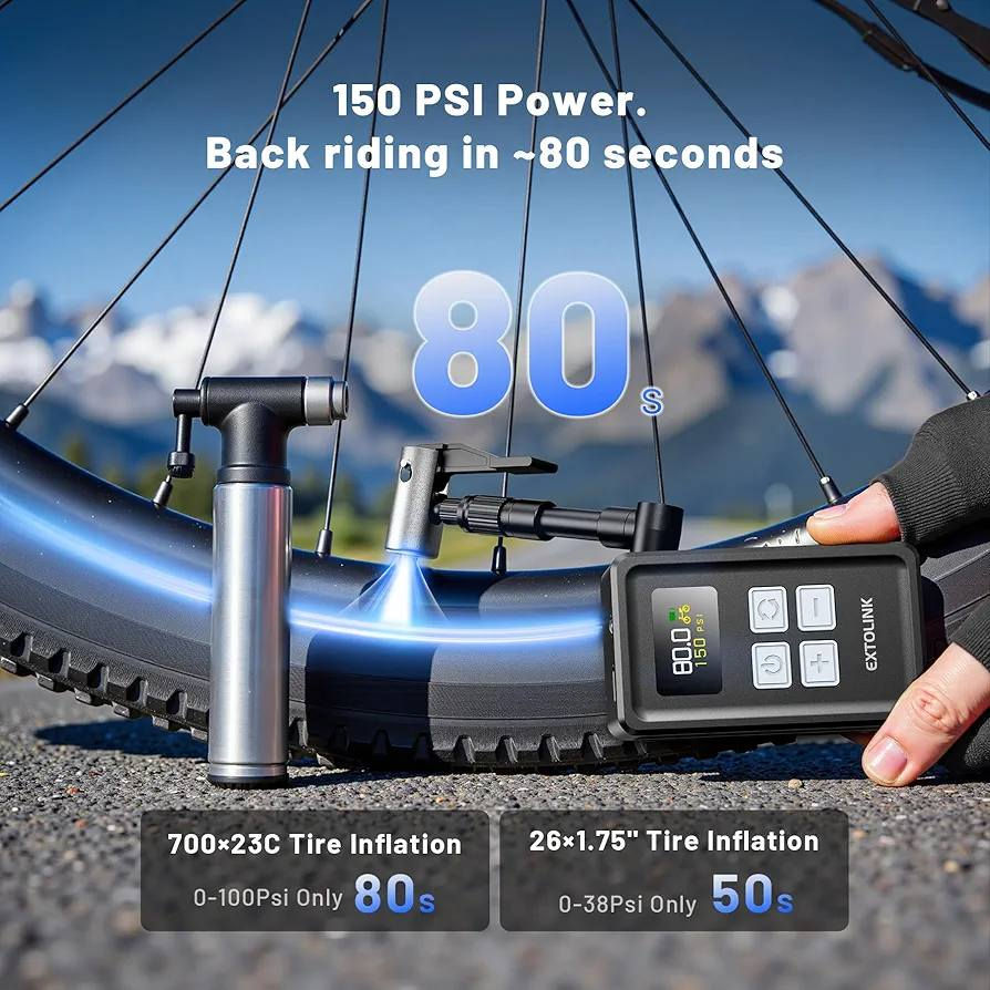 🚴‍♂️ منفاخ هواء كهربائي صغير للدراجات - EXTOLINK
السعر 25,000 دينار فقط 🔥

⚡ نفخ سريع وقوي: يصل إلى 100 PSI خلال 75 ثانية فقط
💨 تدفق هواء عالي 11L/min: مثالي للطوارئ والرحلات الرياضية
🎒 تصميم صغير وخفيف جدًا: بحجم راحة اليد وسهل الحمل أثناء التنقل
🔄 خرطوم مرن 360°: استخدام مريح من أي زاوية بسهولة
🔋 بطارية 2000mAh قابلة للشحن: تنفخ حتى 8 إطارات فارغة أو 20 إطار منخفض الضغط
🛡️ حماية ذكية متكاملة: حماية من الشحن الزائد وارتفاع الجهد لضمان الأمان
📟 شاشة رقمية دقيقة: عرض الضغط الحالي والمستهدف بشكل مباشر
🎯 إيقاف تلقائي ذكي: يتوقف عند الوصول للضغط المطلوب لحماية الإطارات
🚲 يدعم عدة استخدامات: للدراجات الهوائية وMTB والسكوترات والكرات الرياضية
🔧 يدعم صمامات Presta وSchrader مع ملحقات إضافية
📦 محتويات العبوة: منفاخ كهربائي + كيبل شحن + رؤوس متعددة + خرطوم مرن


**إذا كنت صاحب هذا الإعلان وتريد حذفه لأي سبب، رجاءا أرسل رسالة إلى الدعم الفني**