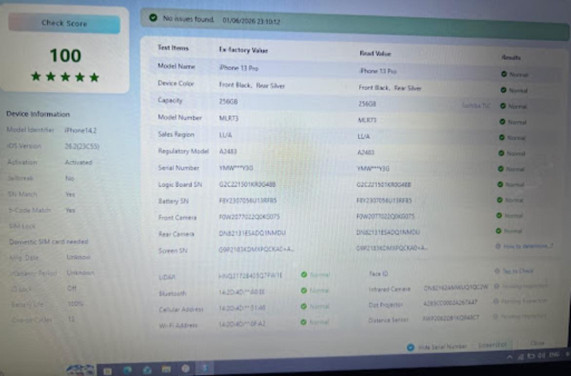 ايفون 13 برو (برو مو ماكس)
جهاز مكفول من كلشي 
الجهاز مامبدل بي اي قطعه بس بطاريه ومبدله اصليه من ابل يعني بلشحن والاستخدام حالها حال المفتوح كارتونه 
نسبه 100‎%‎ مشحون فقط 13 مره 
جهاز نضيف شاصي ومكفول من كلشي 
سعر 550 
مكان بغداد البلديات
تواصل واتساب فقط ***********
