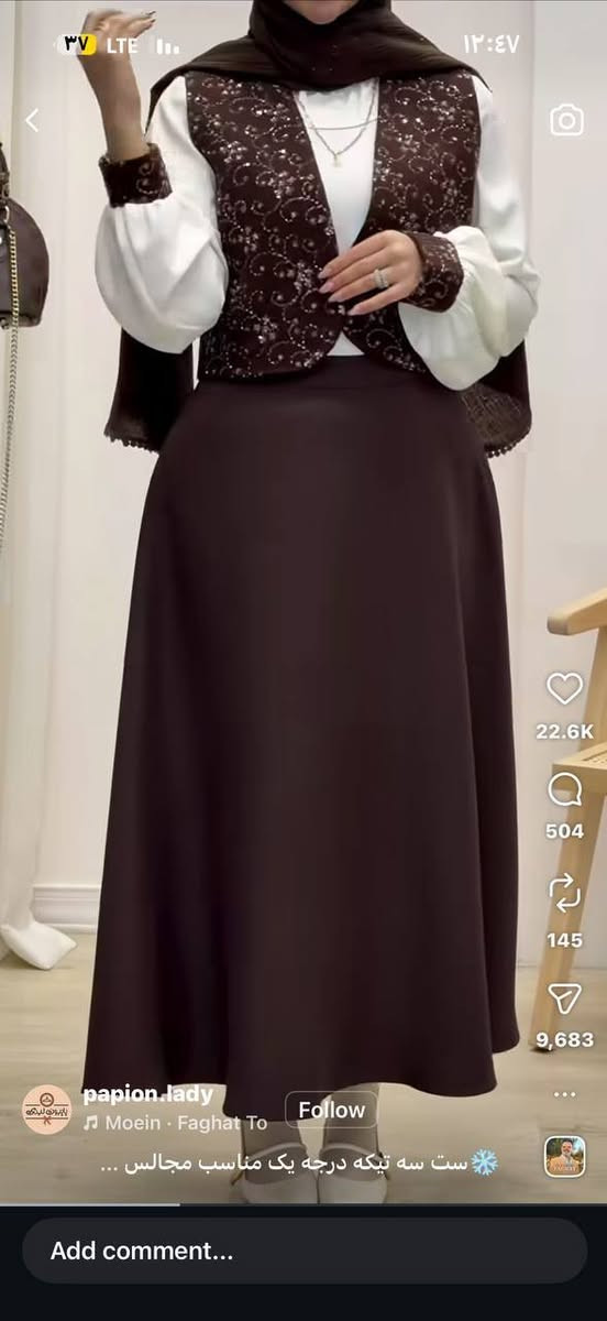 طقم تنوره + يلك مطرز
قياس  38 40 42 44 46 48
توصيل جميع محافظات العراق


**إذا كنت صاحب هذا الإعلان وتريد حذفه لأي سبب، رجاءا أرسل رسالة إلى الدعم الفني**