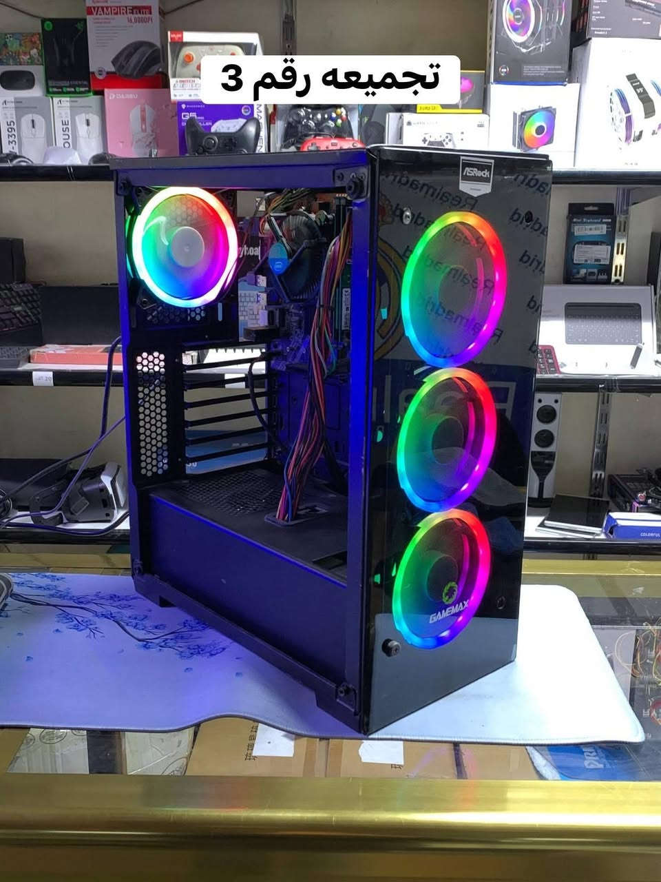 تجميعه رقم 1
تجميعة كيمنك
_CPU INTEL E5 2666 CORE 10 THERADS 20 
_GPU gtx1050 ti 4G GIGABYTE
 _RAM 8x2 16G 3200hz
_INTEL X99 TURBO  GAMING 
_ psu 550W mass
  ssd 128G/HDD 500G
سعرها 390.000
____________________________________________
تجميعة كيمنك رقم 2
_CPU INTEL E5 2666 CORE 10 THERADS 20 
_GPU RX 580 8G OC
 _RAM 8x2 16G 3200hz
_INTEL X99 TURBO  GAMING 
_ psu 550W mass
  ssd 128G/HDD 500
سعرها 400.000
——————————————————————————
تجميعه رقم 3
تجميعة تصفح والعاب خفيفه
_CPU INTEL i3 جيل الثالث
_GPU داخلي
 _RAM 4x2 8G 1666hz
_INTEL h75 v2  
_ psu  600W
  HDD 500G
سعرها 150.000
_______________________________________
ومتوفر رامات،هاردات،كروت،كيسات،فانات،…
العنوان الموصل دواسه عماره القدس مكتب البغدادي للحاسبات ومتوفر توصيل لجمع المحافظات 
للتواصل خاص او واتس ***********
#تجميعات #pc
