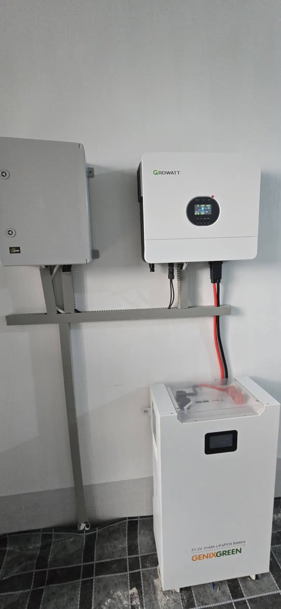 تم بحمدالله تنصيب منظومة طاقة شمسية بقدرة 
16اميير نهاري و 14 امبير ليلي 
الواح بقدرة 615W  نوع لونجي ضمان 15 سنة
انفيرتر GROWATT  6Kw   ضمانة سنة استبدال 
بطارية ليثيوم 16kWh  من شركة GENIXGREEN  ضمان 10 سنوات 
  اليوم في بيت  المهندس حكمت اللهيبي 
للاستفسار الاتصال:-
***********
***********

GenixGreen Iraq 
GenixGreen 
المركز الذهبي-Golden Center
