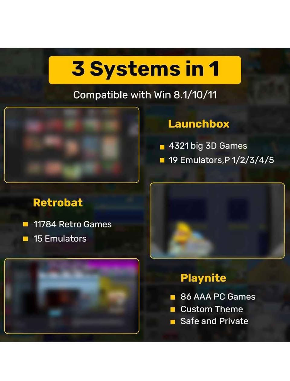 جهاز ألعاب كلاسيكي مزود بقرص SSD بسعة 1 تيرابايت، يحتوي على 16191 لعبة كلاسيكية، وأكثر من 80 جهاز محاكاة، و86 لعبة كمبيوتر من فئة AAA، و3 أنظمة ألعاب، ومحاكي قرص صلب Launchbox متوافق مع أنظمة ويندوز 8.1/10/11، وكابلين SATA أربيل, العراق


**إذا كنت صاحب هذا الإعلان وتريد حذفه لأي سبب، رجاءا أرسل رسالة إلى الدعم الفني**