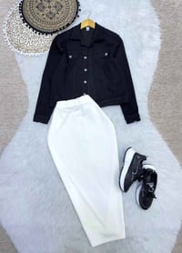 سترة وتنورة • جينز • مقاسات ٣٨-٤٦