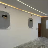 قبل وبعد العمل جزء من اعمالنا عمل استقبال جبس بورد واناره مخفيه سحبات ...