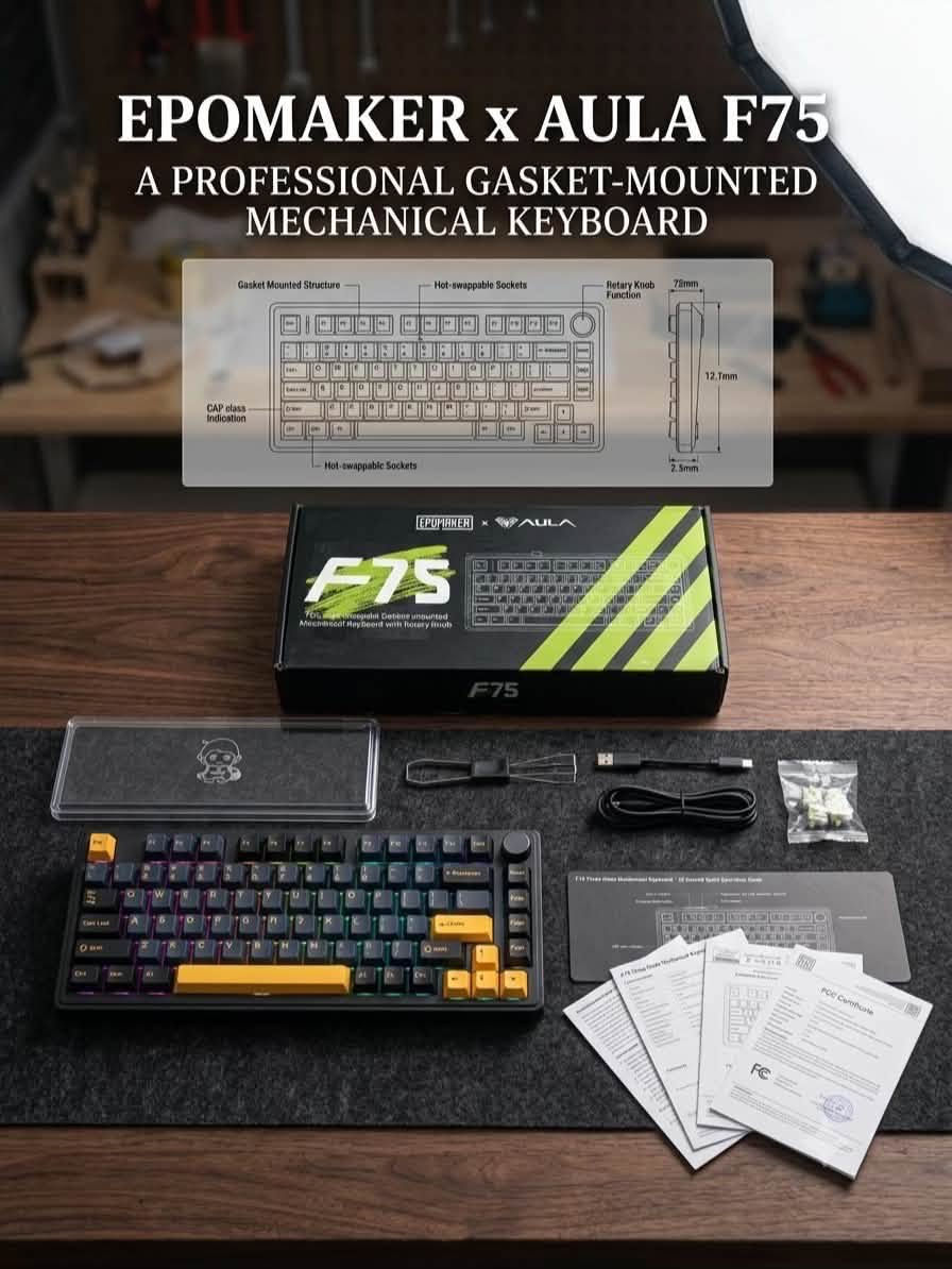 ⌨️🔥 كيبورد Epomaker × AULA F75 الميكانيكي اللاسلكي 🔥
إذا تبحث عن كيبورد يجمع بين الأداء الاحترافي، الجودة العالية، والتصميم الأنيق، فإن Epomaker × AULA F75 هو الخيار المثالي للكيمنك والعمل اليومي. 🎮💻

🌟 أبرز المميزات:
🔹 تصميم 75% مدمج يوفر مساحة أكبر على المكتب ⌨️✨
🔹 3 أوضاع اتصال: Bluetooth 🔵 + 2.4GHz 📡 + USB-C 🔌
🔹 Rotary Knob للتحكم السريع بالصوت والوسائط 🎵🎛️
🔹 تقنية Hot-Swappable لتبديل السويتشات بسهولة 🔧
🔹 إضاءة RGB قابلة للتخصيص 🌈✨
🔹 تجربة كتابة سلسة واستجابة فائقة للألعاب والعمل 🎯
🔹 خامات عالية الجودة وتصميم عصري يمنح مكتبك لمسة احترافية 💎

📲 للطلب عبر واتساب: ***********

🚚 متوفر توصيل إلى كافة أنحاء العراق 🇮🇶

