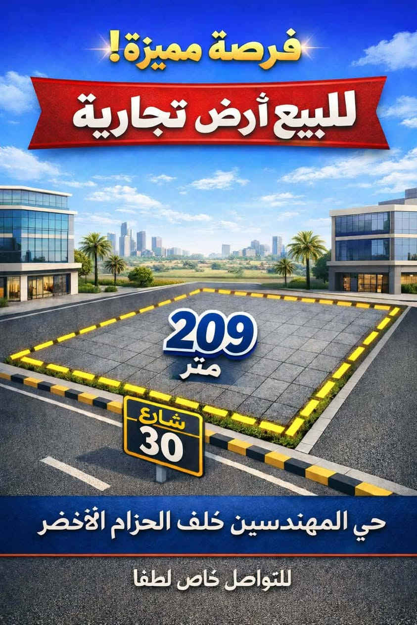 قطعة تجارية للبيع
المساحة 209 متر مربع
رقم القطعة 61271 
السعر المطلوب 123 مليون
للتواصل خاص او واتساب
***********
#الاستاذ_محمد

