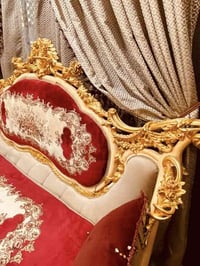 تخم زان مصري درجة أولى خشب روماني احمر مطعم ورق ذهب حفر ١٠ مقاعد ضخم٠٧...