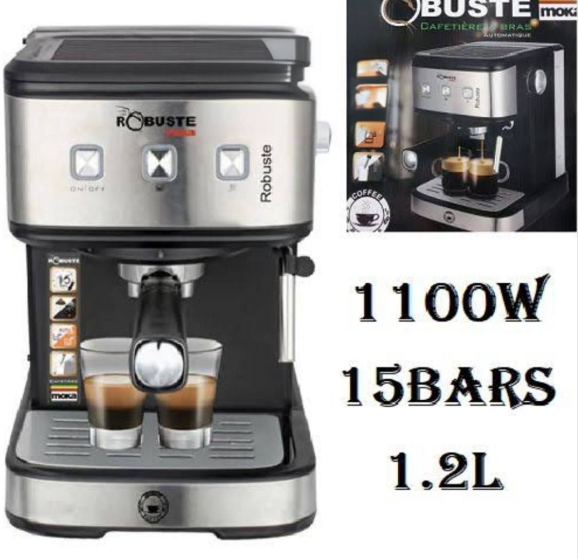 Cafetières a bras automatique moka marque robuste 😍 ☕ 
 
✅ Garantie 24 mois
✅ Inoxydable
✅ capacité 1.2L
✅ Puissance 1100w
✅15bars
✅ Prix 17,000DA
يادرا كاش واحد قهواجي يفرح روحه 😁


**إذا كنت صاحب هذا الإعلان وتريد حذفه لأي سبب، رجاءا أرسل رسالة إلى الدعم الفني**